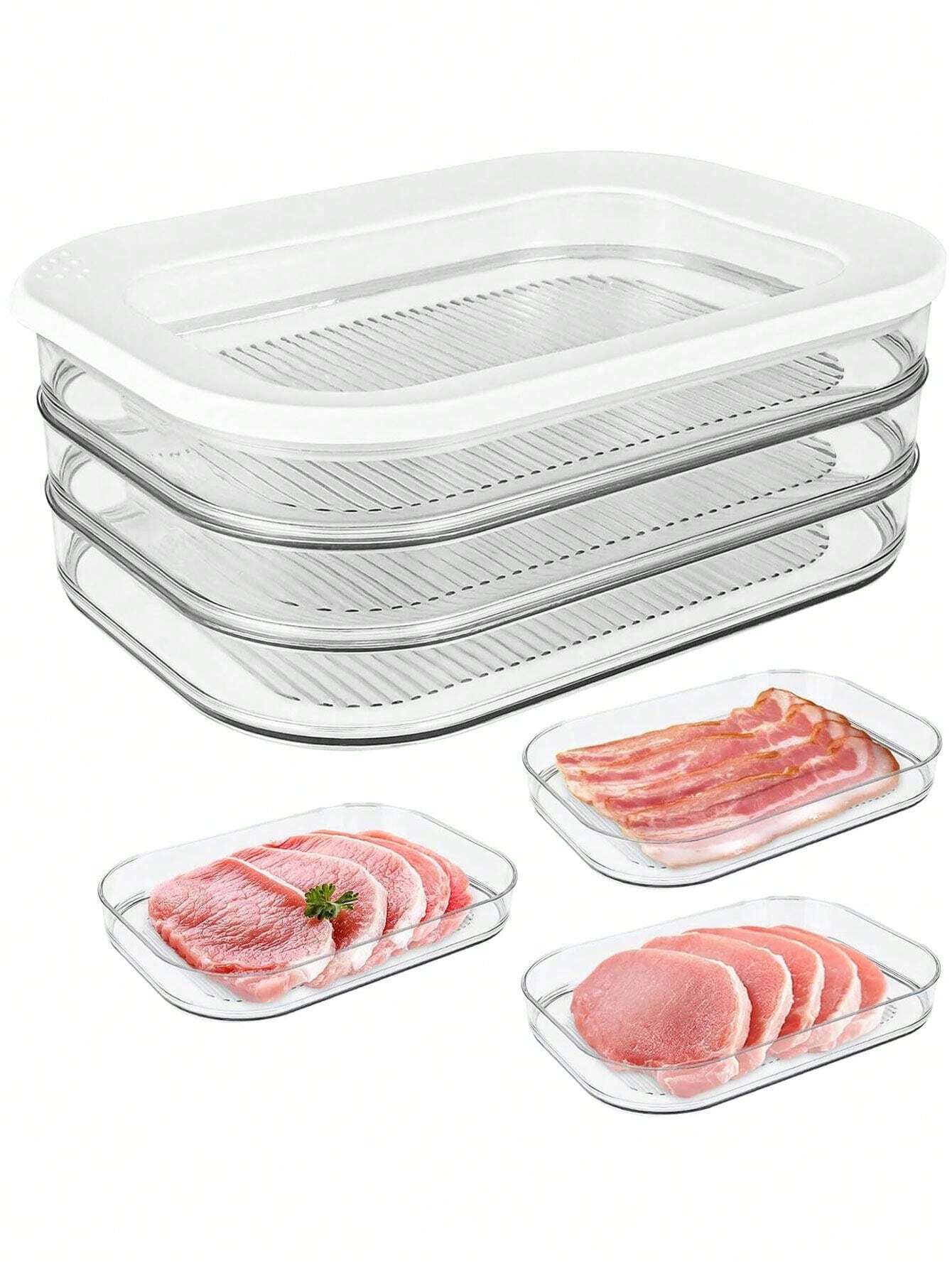 1PC Deli Meat Container For Fridge, Bacon Lunch Meat Container For