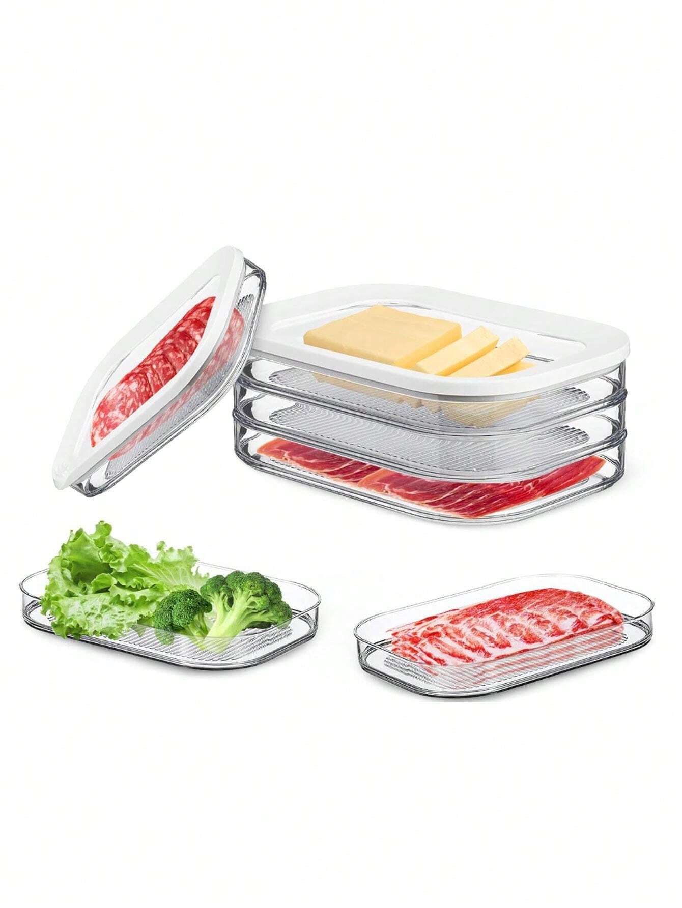 1PC Deli Meat Container For Fridge, Bacon Lunch Meat Container For