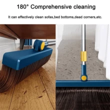 Long Handled Dustpan And Brush Set Strong Metal Handle Dust Pan & Broom Sweeper - Blue - View 4