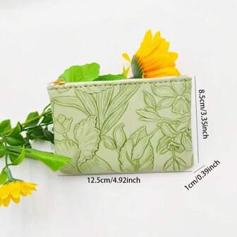 1pc Women Small Floral Zipper Wallet Card Holder Clutch Bag Random Flower Pattern Wallet Small Case Wallet With Strap Cell Phone Pouch For Women Wallet Mini Wallet Purse Wallet Coin Wallet