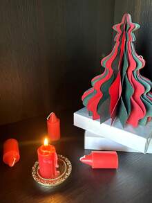 Đồ trang trí để bàn đơn giản thời trang cây thông Noel bằng giấy tổ ong - Đỏ - Xem 1