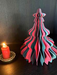 Đồ trang trí để bàn đơn giản thời trang cây thông Noel bằng giấy tổ ong - Đỏ - Xem 3