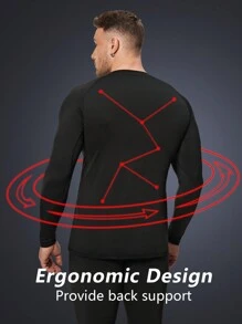 TELALEO 5 件装男士保暖压缩衣，带保暖内衬长袖运动打底衫，防寒保暖运动上衣 - 黑色 - 查看 4