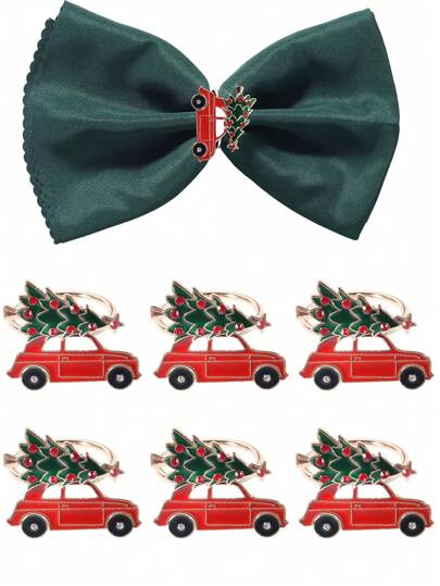 2-12 pièces/set Anneaux de serviette d'arbre de Noël colorés pour voiture, décorations de table de Noël
