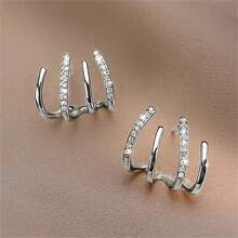 2 pezzi Orecchini a perno in argento sterling 925 con zirconia cubica a 4 griffes, per uso quotidiano da donna