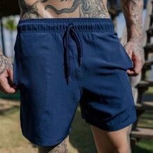 Bermuda Shorts Tactel Plain Basic Men's Sports Training Gym Beach - 藏蓝色 - 查看 3