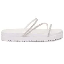 Sandal 3 Straps Shiny Rhinestone Women's Flip Flops Fashion Bloggers. - trắng - Xem 2