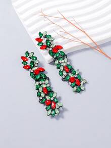 juran 1 Đôi bông tai khoen tròn lớn đính đá pha lê, quà tặng trang sức dự tiệc/sự kiện dành cho nữ - màu xanh lá - Xem 3