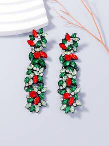 juran 1 Đôi bông tai khoen tròn lớn đính đá pha lê, quà tặng trang sức dự tiệc/sự kiện dành cho nữ - màu xanh lá - Xem 1