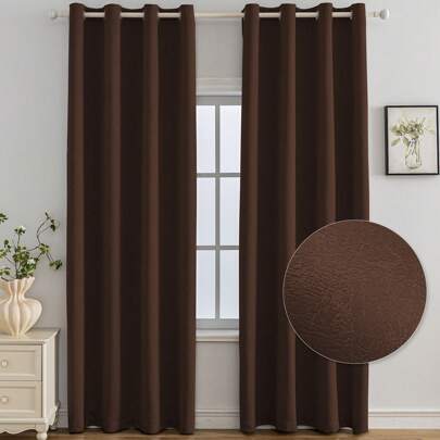  Ystyle 2 Piece Indoor Blackout Curtains, Thermal Bedroom Curtains With Rings, Sound-Absorbing Curtains For Living Room, Cold And Heat Insulating Thermal Curtain