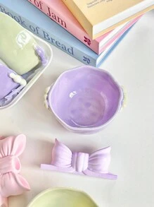 2 件/4 件套柔和色彩可爱小手柄陶瓷碗，适合甜点/沙拉/酸奶/麦片，适合家庭/餐厅/礼物，微波炉和烤箱友好圣诞礼物，学校用品 - 拼色珠點碗 - 查看 6