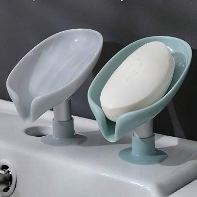 葉型石鹸置き 吸盤式 石鹸トレー バスルームアクセサリー 2個/1個入り (照明や製造バッチの違いにより色合いが異なる場合があります。新旧モデルの接続パイプの色が異なり、新旧モデルがランダムに発送されます。)ホームバスルームの装飾、秋、新学期シーズン