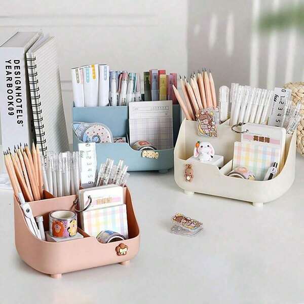 1pc Pen Eraser Storage Box Organizer (Note: New Version Is In A Box And Comes With 1 Random Sticker)