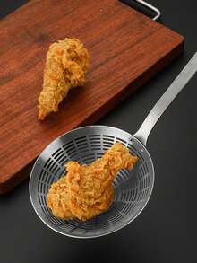 1 chiếc thìa vớt dầu chiên ngập dầu bằng thép không gỉ - Chống bỏng, muôi lọc lớn cho bánh bao và mì, thìa vớt dầu chiên ngập dầu thiết yếu trong bếp - Nhiều màu - Xem 5