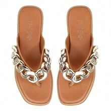 Flor De Griffe Clog Sandal Papete Anatomical Sole Comfort Chain Platform Thick Heel - Bronze - View 6