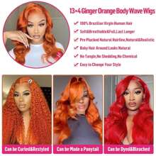 Ginger Lace Front Wigs Human Hair 180% Density 13x4 HD Transparent Lace Front Wigs Pre Plucked Body Wave Ginger Wig Human Hair Real Hair Wigs For Women 100% Virgin Human Hair