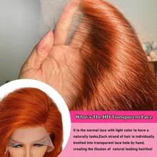 Ginger Lace Front Wigs Human Hair 180% Density 13x4 HD Transparent Lace Front Wigs Pre Plucked Body Wave Ginger Wig Human Hair Real Hair Wigs For Women 100% Virgin Human Hair