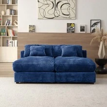 74.8" Modern Luxury Twins Sofa Couch For Living Room Quality Corduroy Upholstery Sleeper Sofa Bed Daybed Navy Blue - Navy Blue+Corduroy+2 Seat as Pic - View 2