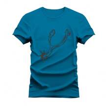 Printed T-Shirt Cotton Comfortable Cart T-Shirt - 藍色 - 查看 1