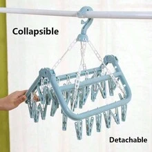 1 Giá phơi tất đa năng có thể gấp gọn với kẹp chống gió dùng cho ban công, ký túc xá, quần áo tất, v.v. - Nhiều màu - Xem 9