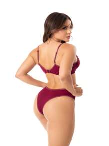 Kit 3 Lingerie Sets Bra With Ribbed Cups Panties Thong Sensual Comfortable Bra Lingerie SOFIA - Nhiều màu - Xem 5