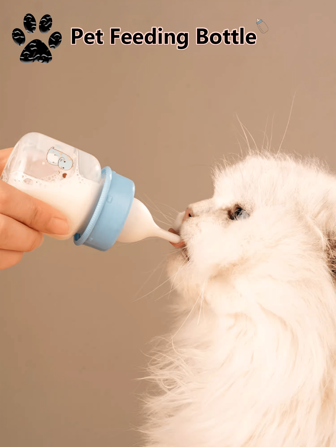 1pc Cartoon Design Baby Bottle For Newborn Kitten Puppy Pet Feeding Milk Bottle With Nipple