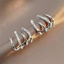 2 pezzi Orecchini a perno in argento sterling 925 con zirconia cubica a 4 griffes, per uso quotidiano da donna