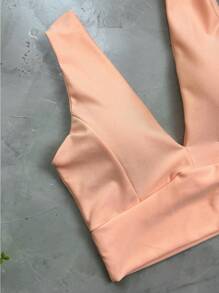 Suplex V-Neck Crop Top - 珊瑚橙 - 查看 2