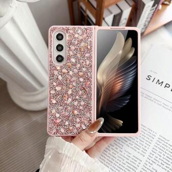 keshengtai 1pc Glitter & Rhinestone Phone Case Compatible With Samsung Galaxy Z Fold 7 6 5 4 3 5G Waterproof Shockproof Anti-Fall Scratch Resistant