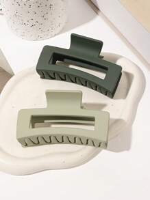 2 件/4 件配饰套装：1 件龙骨、1 件花朵、2 件 8.5 厘米方形绿色哑光多用途发夹，另加 2 件绿色方形色块发爪发夹发夹发夹发夹接发夹、沙滩配饰、爪夹秋冬发饰女士度假装扮女士 - 彩色 - 查看 2