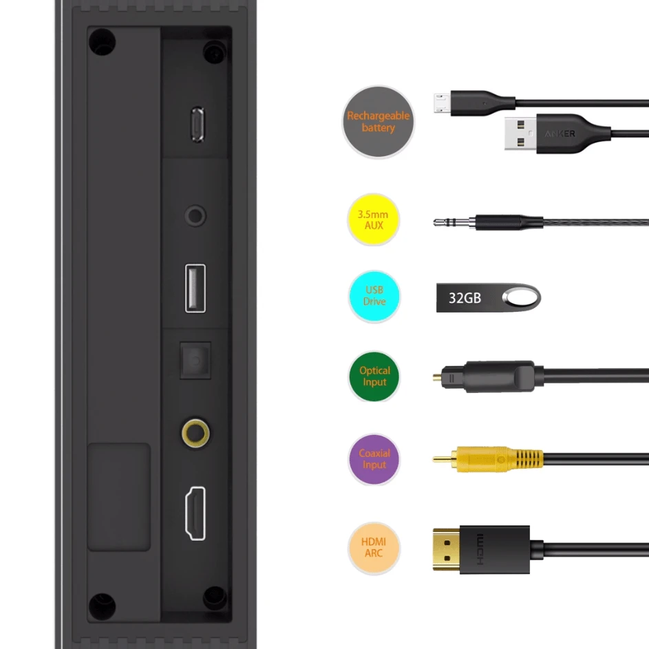 Rsionch WallMountable TV Soundbar Bluetooth Column Speaker With FM