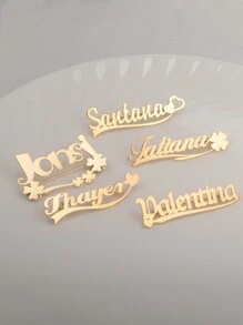 1pc Customized Letter Copper Name Lapel Pin, Multiple Fonts & Borders, Ideal For Daily Wear, Christmas, Memorial, Valentine's Day Gifts