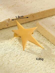 1 pieza Anillo con estrella de cinco puntas dorada exagerada y de moda, adecuado para la decoración diaria o como regalo para mujeres