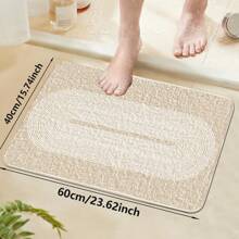 1pc Geometric Pattern Faux Wool Soft Non-Slip Absorbent Bathroom Rug, Skin-Friendly Indoor Doormat, Room Decor Carpet - Beige - View 5
