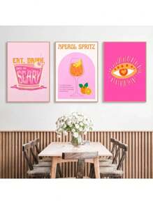 1 件粉色草莓柠檬卡鸡尾酒饮料海报复古帆布画客厅走廊墙壁艺术画厨房酒吧装饰无框架 - 彩色 - 查看 7