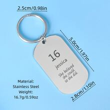 1pc Customized Stainless Steel Laser Engraved Volleyball Girl Keychain, Club Volleyball Fan Personalized Key Chain For School/Graduation Gifts - Silver - View 6