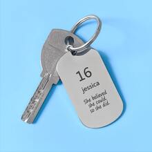1pc Customized Stainless Steel Laser Engraved Volleyball Girl Keychain, Club Volleyball Fan Personalized Key Chain For School/Graduation Gifts - Silver - View 3