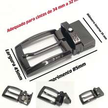 Men's Shiny Leather Belt With Double Sided Pin Punch Buckle Gift - màu đen - Xem 3