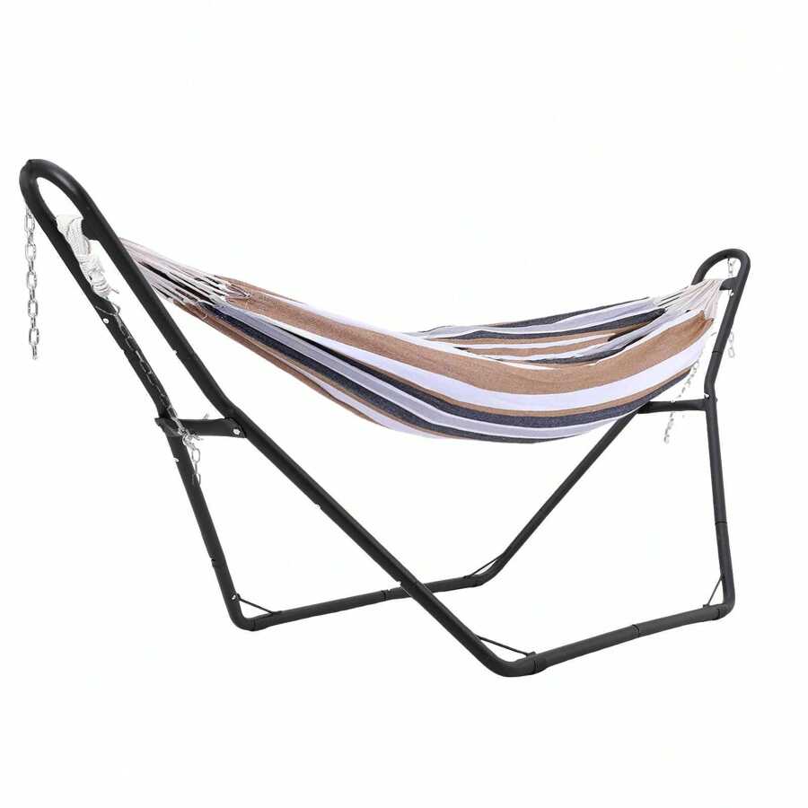 Heavy-Duty Steel Hammock Stand, 130 * 40 * 51in/110 * 35 * 45in  For 2 People, Portable Design, For 9.5 To 14 Ft Hammocks, Ideal For Outdoor Balconies, Porches, Patios, Decks And Backyards - Black-Small Size - View 1