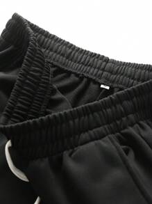 2 peças Conjunto de Moletom Casual com Estampa de Letra e Calça com Cordão na Cintura para Homens, Outono