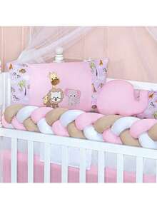 COMPLETE AMERICAN AND NATIONAL SLIM BABY CRIB KIT, FITS CRIB WITH MATTRESS UP TO 130CM X 70CM PROMOTION - 粉紅色的動物 - 查看 5