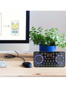 V300 Pro 声卡 蓝牙兼容音频接口混音器 DJ 数字效果降噪控制台 USB 录音唱歌 - 黑色 - 查看 4