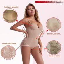 Women's Shapewear Bodysuit With Padded Cups Reduces Measurements And Tightens Belly - Màu be - Xem 2
