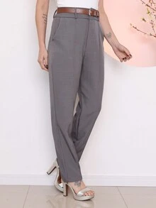 TAILORED TWILL PANTS, Basic Social Women's Fashion, COD 102 - Grey - View 3