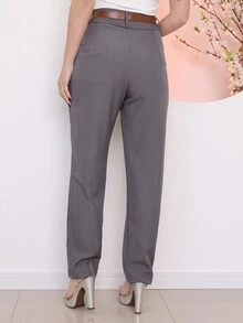 TAILORED TWILL PANTS, Basic Social Women's Fashion, COD 102 - Grey - View 4