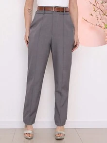 TAILORED TWILL PANTS, Basic Social Women's Fashion, COD 102 - Grey - View 2
