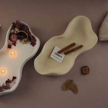 Khuôn silicon sóng bất đối xứng Khuôn DIY Khay đựng nến thơm bằng nhựa Khuôn thạch cao - trắng - Xem 5