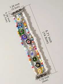10 毫米玻璃花珠，混合颜色，8/O；4/6 毫米白色人造珍珠，6*4 毫米椭圆形白色人造珍珠，表带珠，数量和尺寸随机情人节 - 彩色 - 查看 9
