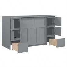 Twin Size Murphy Bed With Drawers, Cabinets And USB Ports, Gray - Gray+MDF+LVL+Twin as Pic - View 4