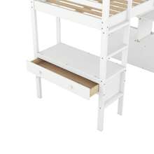 MONDAWE Twin Size Loft Bed With Built-In Desk With Two Drawers, And Storage Shelves